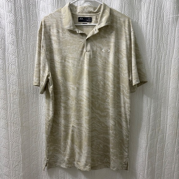 Oakley Other - Oakley HydroLux Men's Golf‎ Polo Shirt XL Beige Abstract Print Short Sleeve